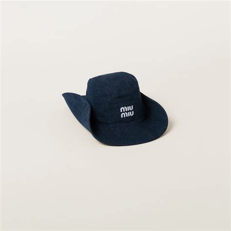 miu miu hat denim|Blue/white Denim Hat .